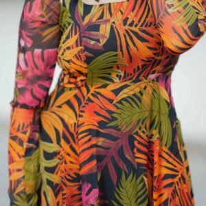 Tropical Flora Digital Print Gown