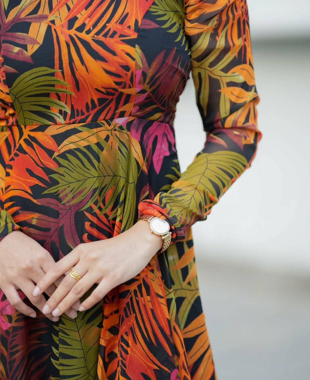 Tropical Flora Digital Print Gown - Image 3