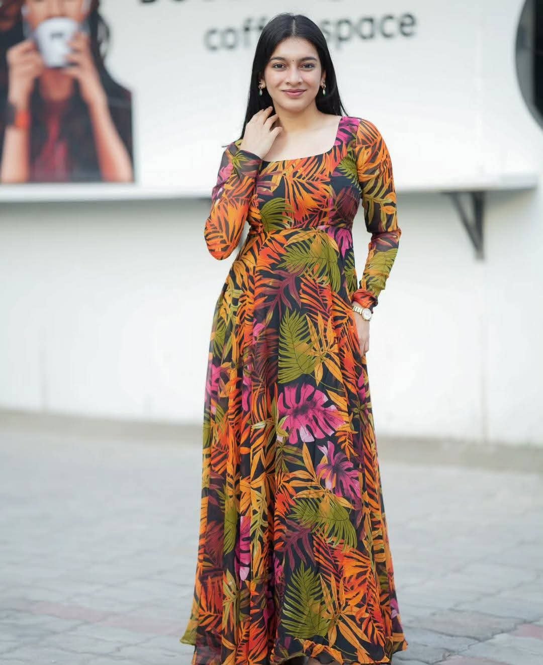 Tropical Flora Digital Print Gown - Image 4