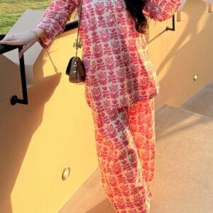Pink Blossom Cotton Co-ord Set