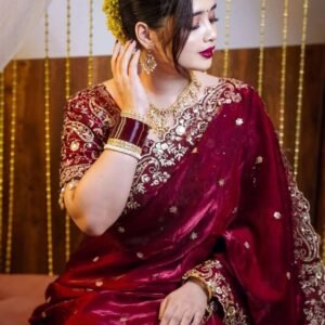 Exclusive Madhuri Saree with Heavy Velvet Border & Embroidery Work