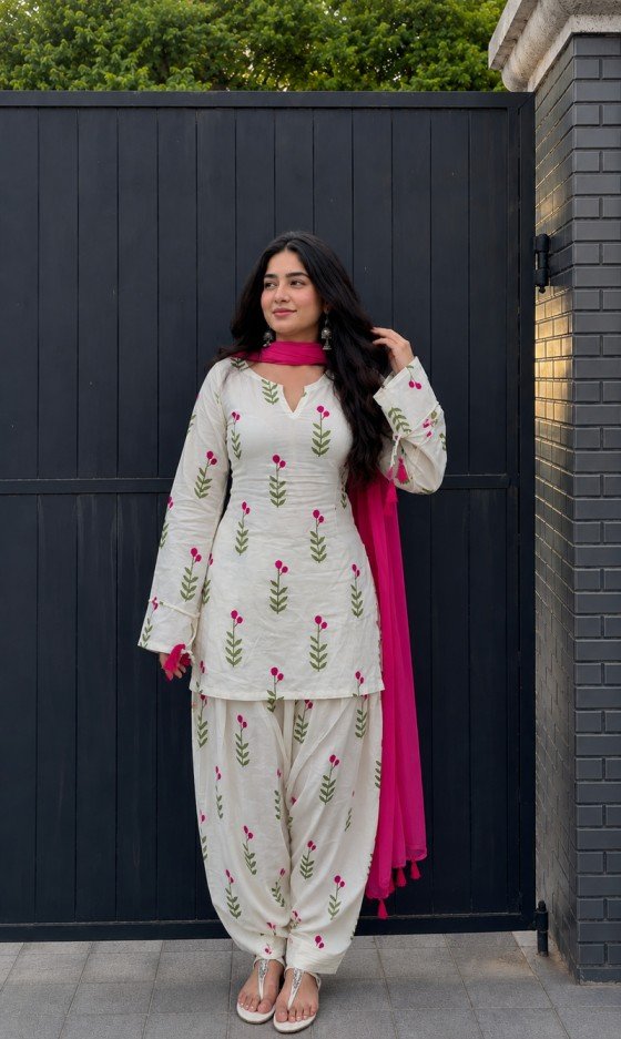 Fuchsia Bloom Shalwar Kameez Set - Image 4