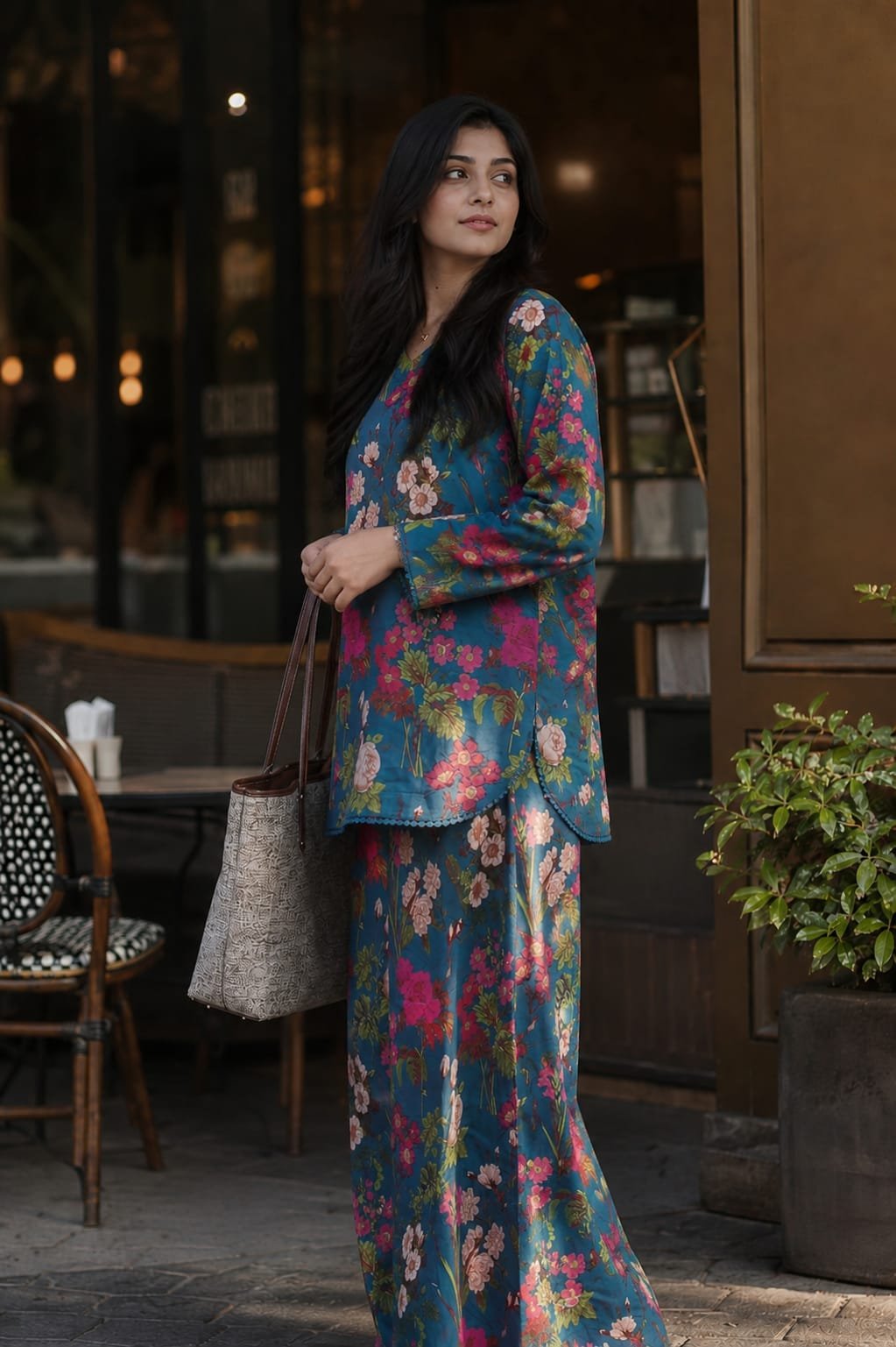 Floral Vibes – Premium Soft Silk Co-Ord Set - Image 2